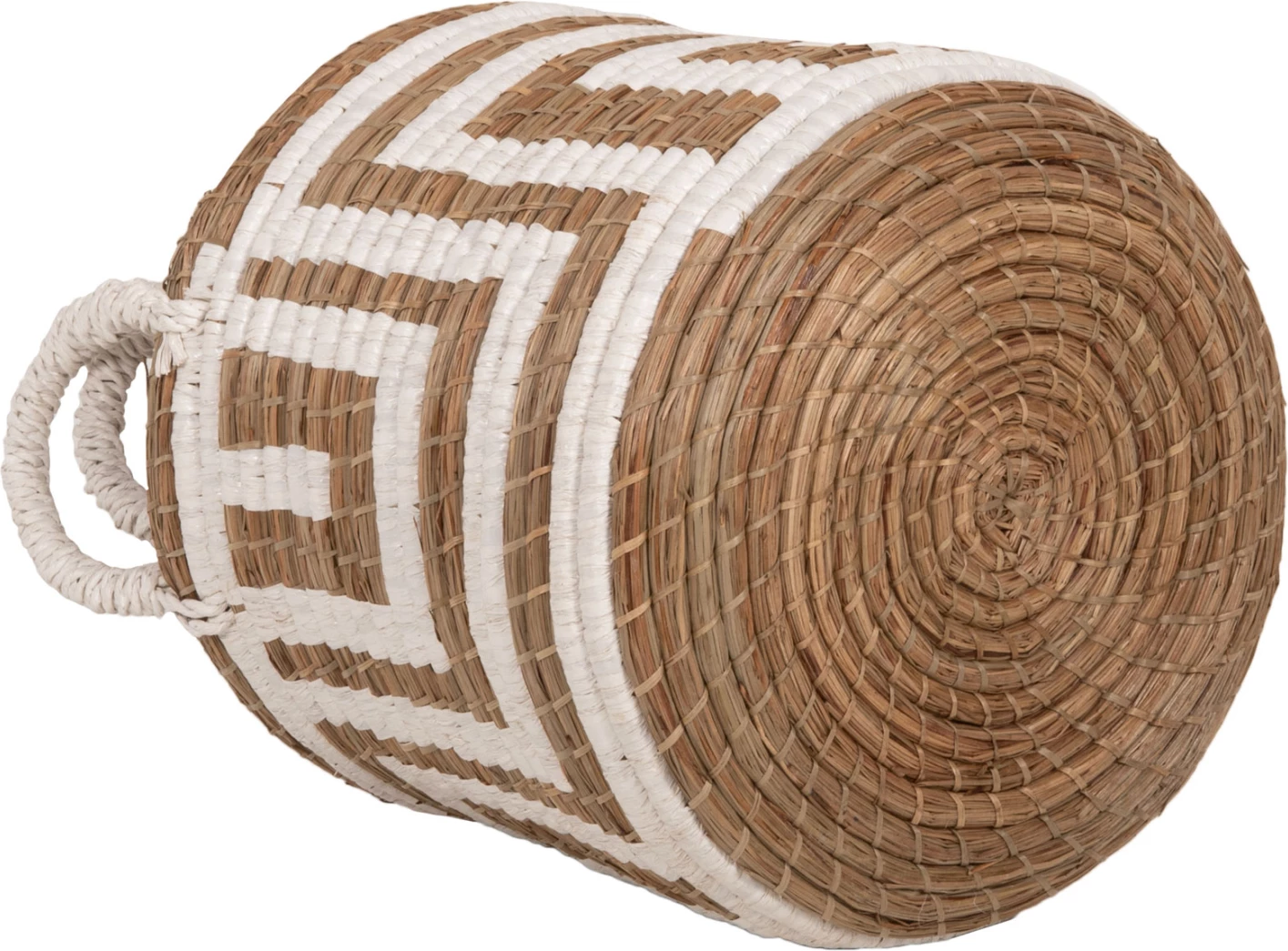 Set 2 copë shporta dekorative FH7846.01 bari Mendong ngjyrë natyrale-bardhë Φ36x32-40Hcm