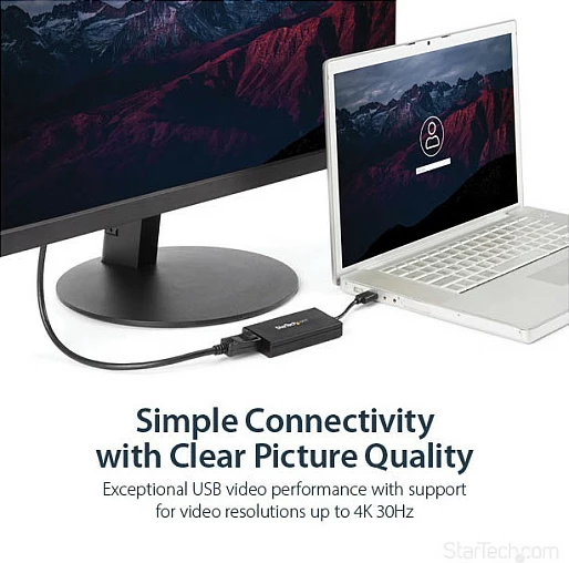 Adapter USB 3.0 në DisplayPort StarTech USB32DP4K, 4K 30Hz, DisplayLink, i zi