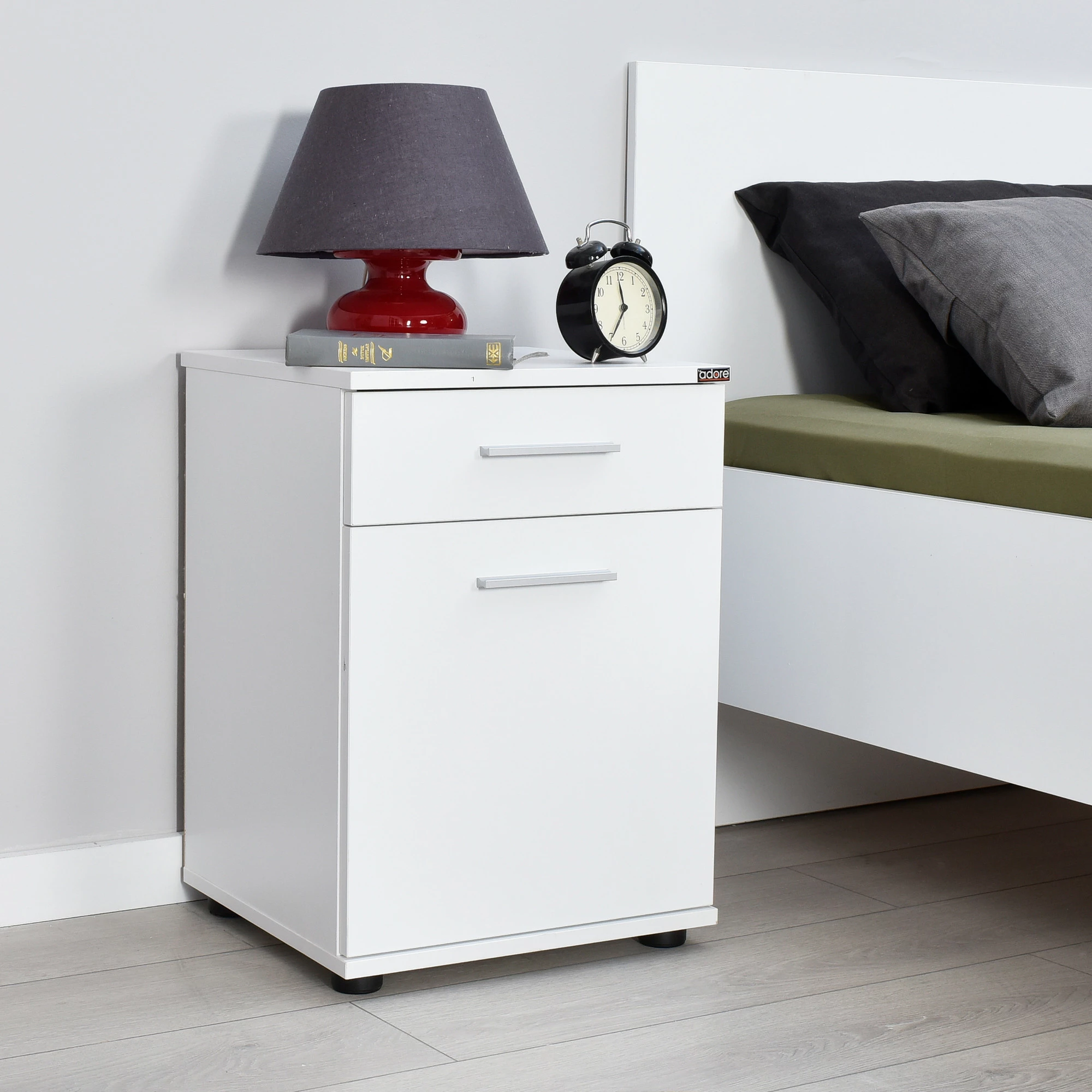Komodinë e bardhë për dhomë gjumi, Hanah Home, Kmd-511-Bb-1