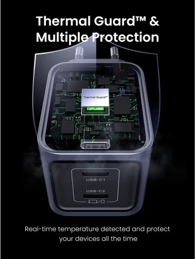 Karikues USB-C GaN UGREEN Nexode Pro 45W, 2x USB-C, gri