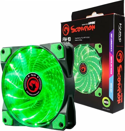 Ventilator kasë PC Marvo FN-10GN 120mm LED 3-PIN/4-PIN gjelbër