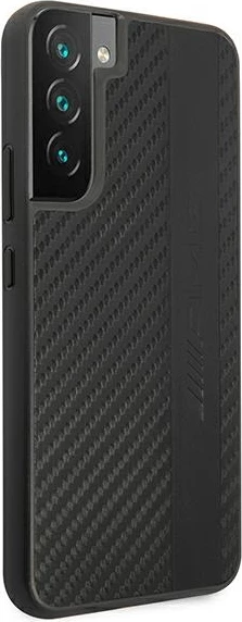 Mbështjellës Mercedes AMG AMHCS22MBLSCA për Samsung Galaxy S22+, hardcase Carbon Stripe&Embossed, i zi