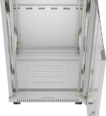 Kabinet rack LANBERG 19" 22U 600x600, derë qelqi, gri