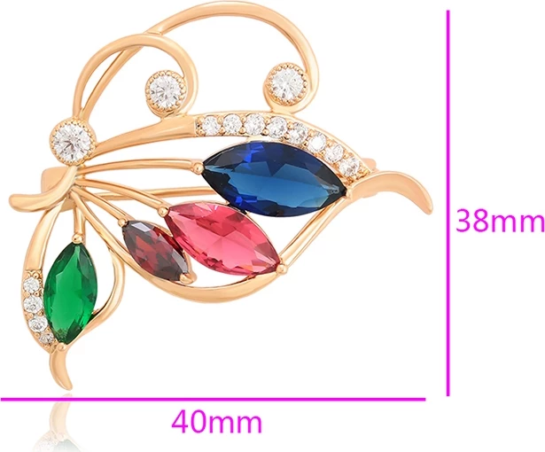Brosh Xuping në formë fluture, i praruar në ar 18K B2