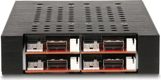 Rack mobil 3.5" DeLOCK për 4x M.2 NVMe SSD, PCIe 4.0, Slim SAS SFF-8654, me kyç, i zi