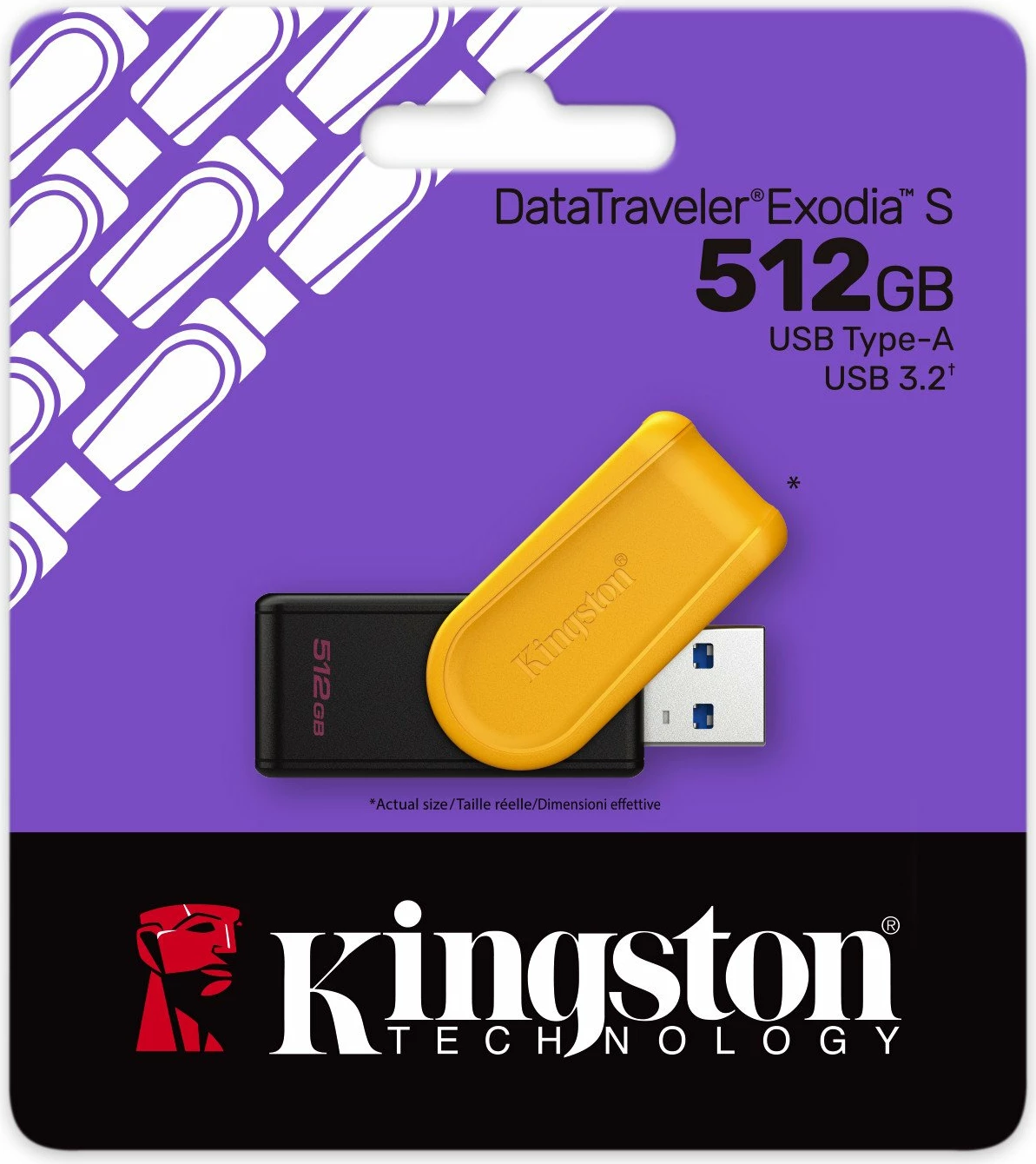 USB flash drive Kingston DataTraveler Exodia S DTXS/512GB 512GB USB 3.2 Gen 1, zi/verdhe