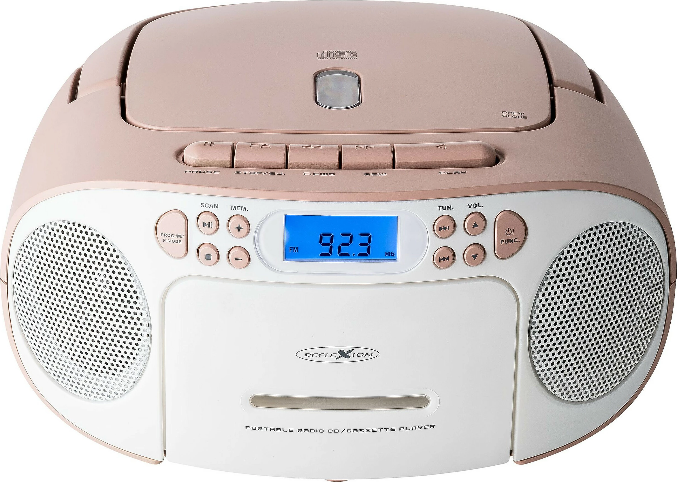 Radio portative REFLEXION RCR2260, CD/Kasetë/MP3, AUX, 20W, rozë/bardhë
