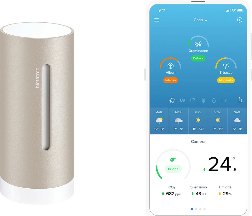 Sensor i brendshëm Netatmo NIM-S-WW, termometër + higrometër + cilësi ajri, Sand