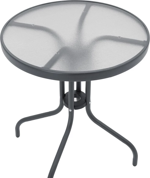 Tavolinë me karrige Watson-Sussie set prej 3 pjesësh metal-xham anthracite Φ60x70cm