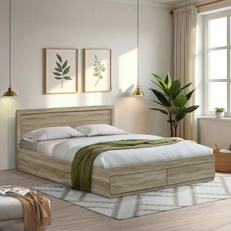 Krevat Olympus me sirtarë, ngjyrë lisi e çelët, 160x200cm