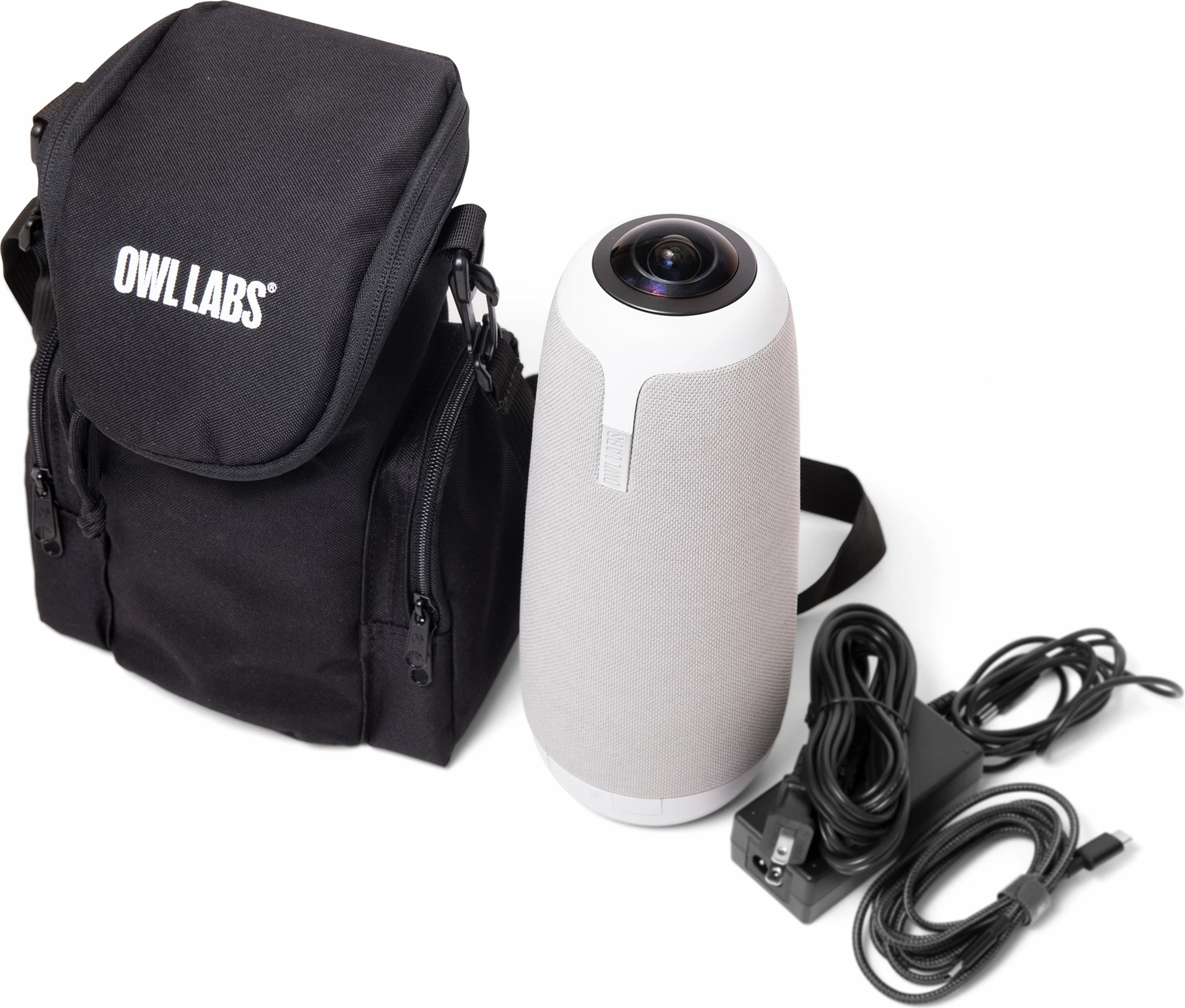 Mbështjellës Owl Labs Meeting Owl, poliestër, me rrip supi, i zi