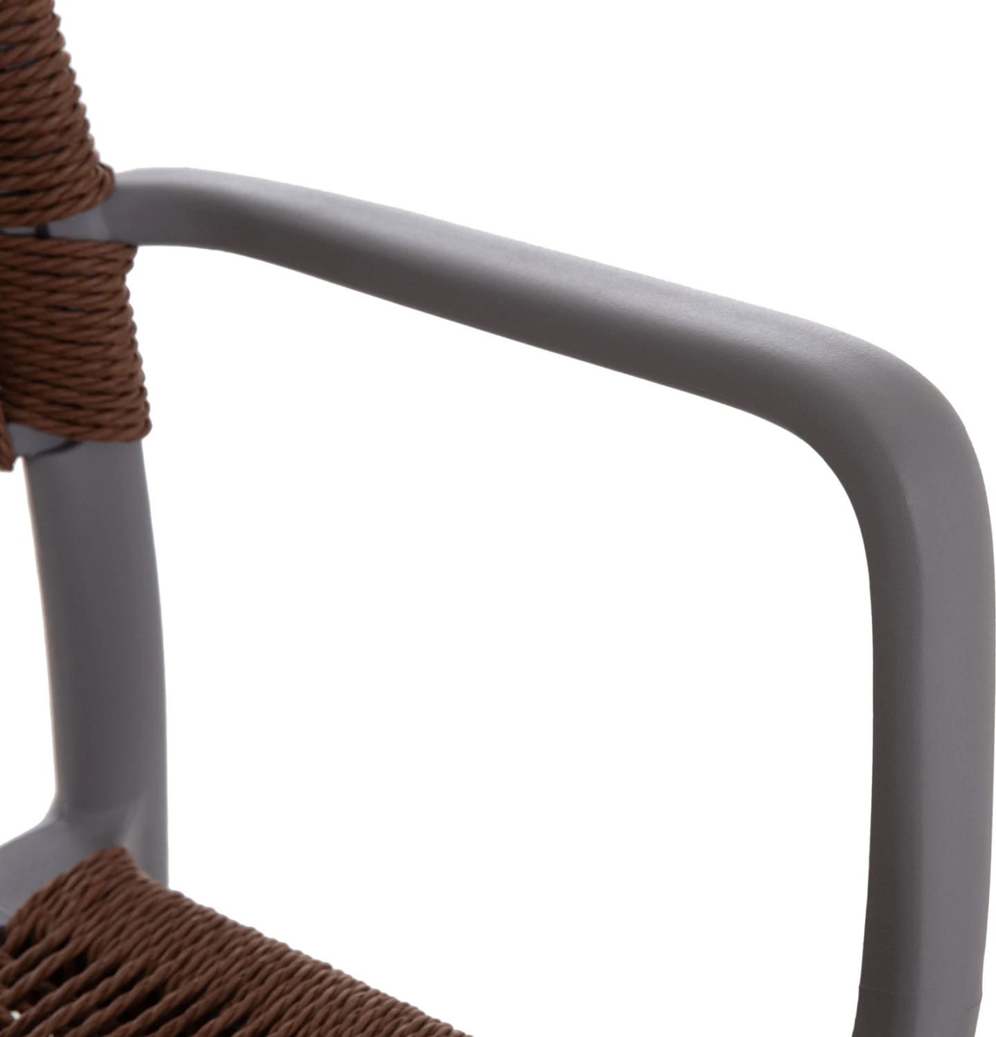 Karrige për jashtë STRIDER, polipropilen gri, litar kafe, 57x53x80cm