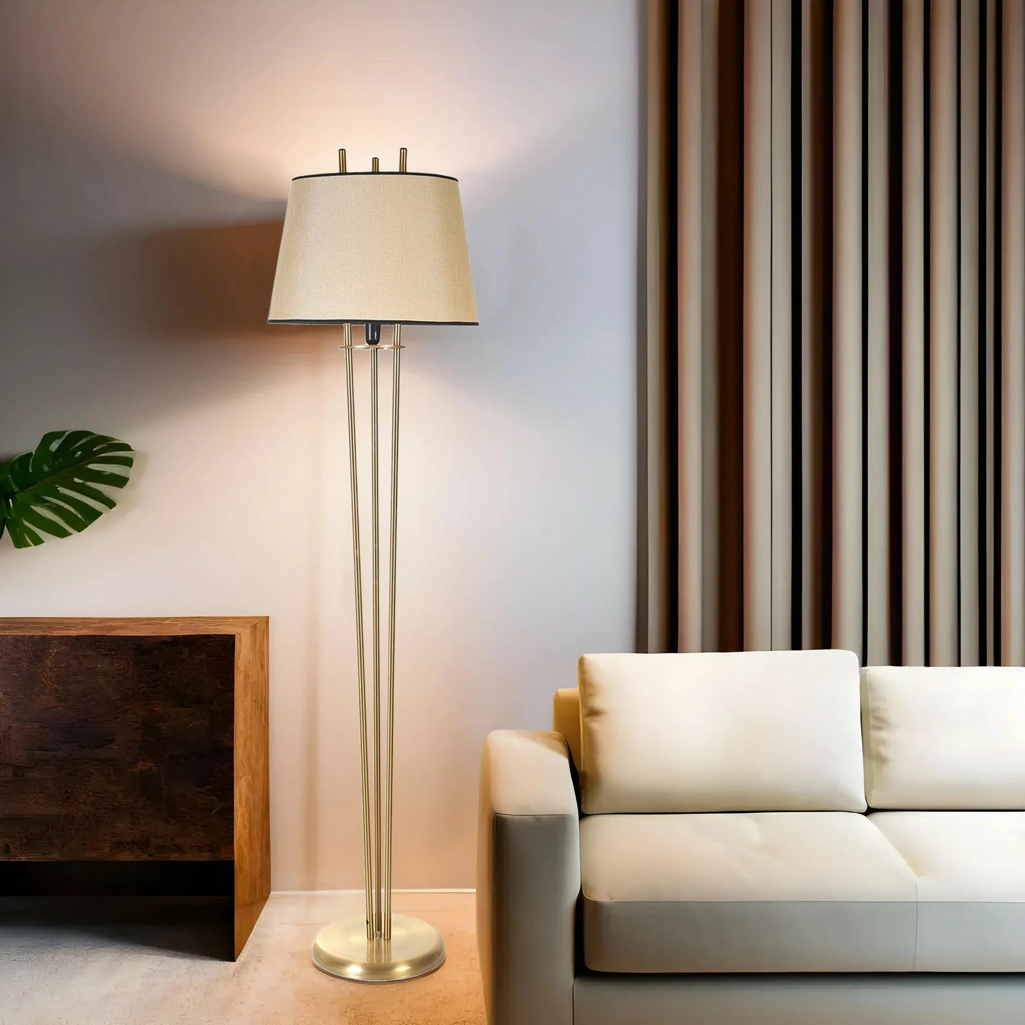 Llambë dyshemeje Opviq, 8823-1, ngjyrë krem dhe ari