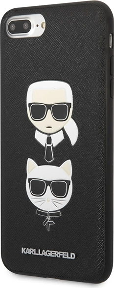 Mbështjellës Karl Lagerfeld Saffiano Karl&Choupette Head për iPhone 7 Plus / iPhone 8 Plus, e zezë