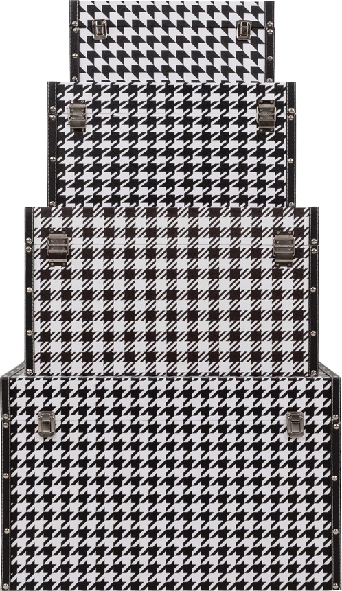 Set katër sanduqesh Ferre, e zezë dhe e bardhë, 64x40x40