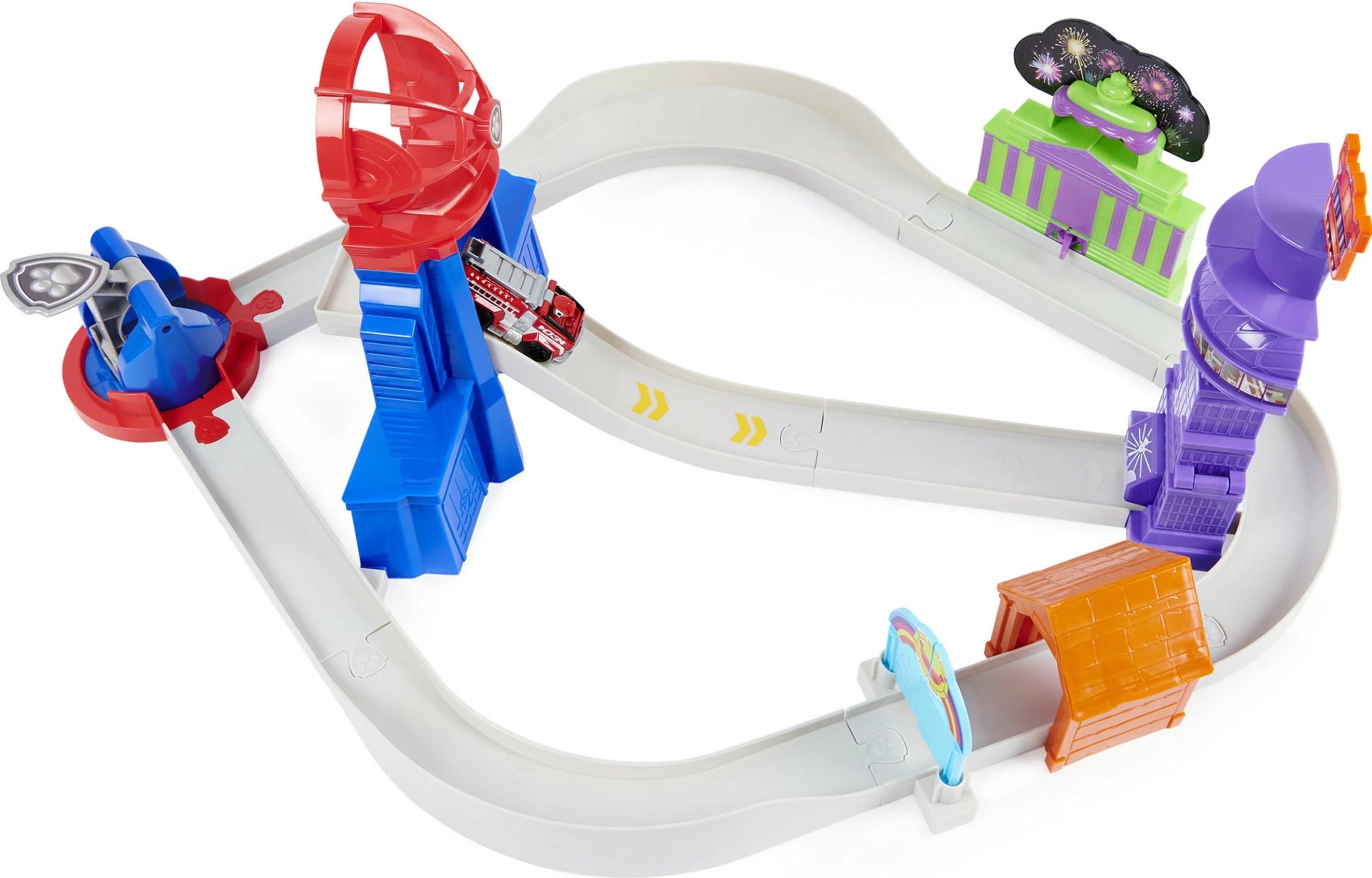 Set pistë me veturë Spin Master PAW Patrol True Metal Total City Rescue, Marshall 1:55, 3+ vjeç, shumëngjyrësh