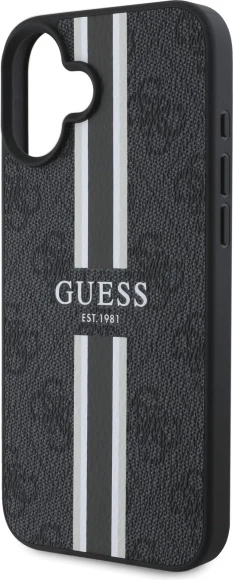 Mbështjellës Guess 4G Printed Stripes MagSafe për iPhone 16, zi