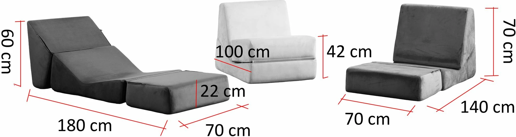 Krevat-karrige një vendëshe, ngjyrë gri e ngrohtë, Atelier del Sofa, Origami Convertable