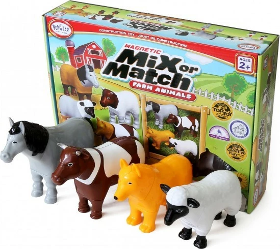 Set magnetik lodrash Malblo, MALIK 62001, 16 pjesë, kafshë ferme, multikolor