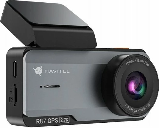 Kamerë regjistruese për veturë Navitel R87 GPS 2.7K, 150°, 3.7\", Wi‑Fi, microSD deri 256GB, e zezë/argjendtë