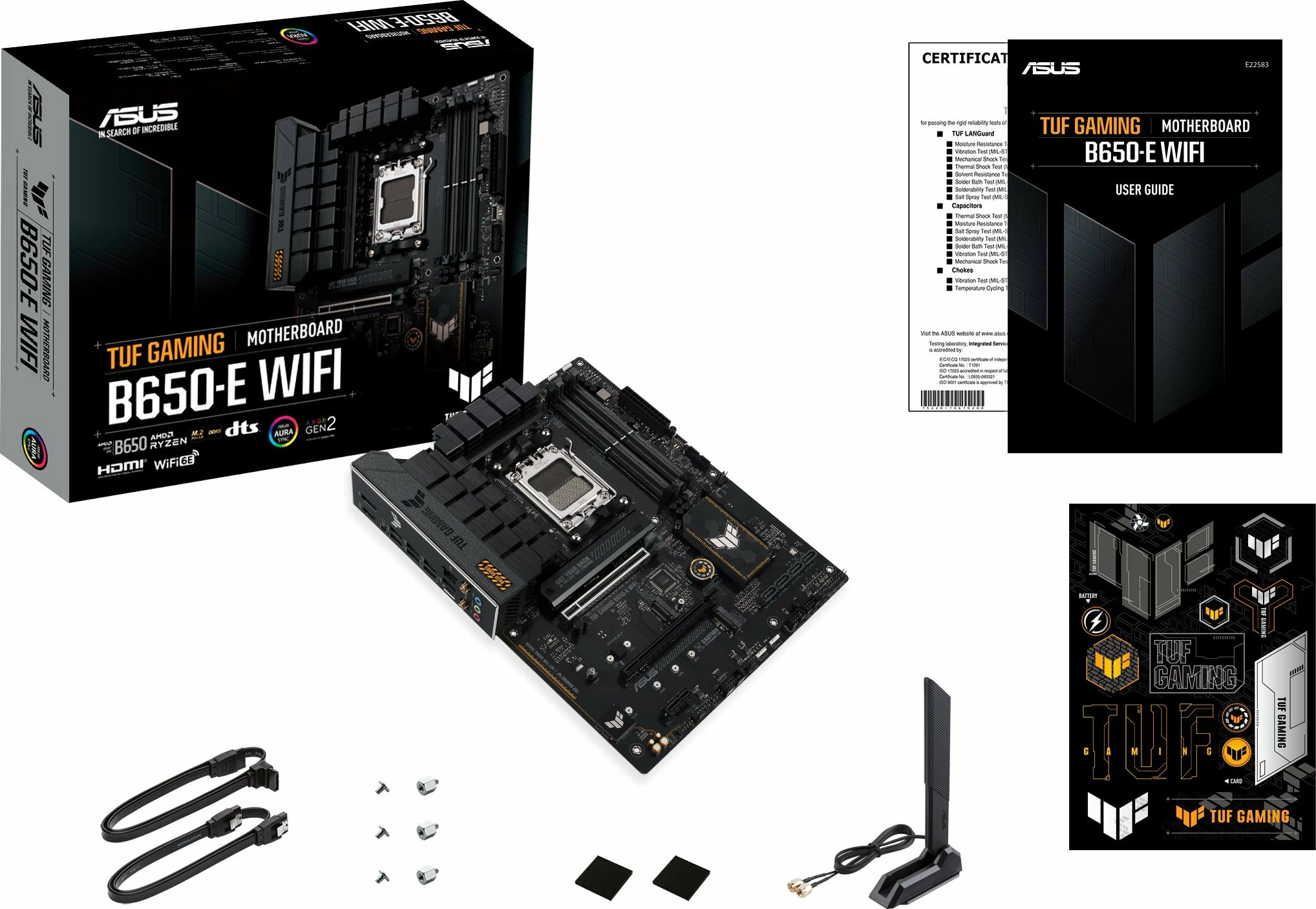 Pllakë amë Asus TUF GAMING B650-E WIFI AM5, ATX, DDR5, Wi‑Fi 6E, Bluetooth, 2.5GbE, e zezë