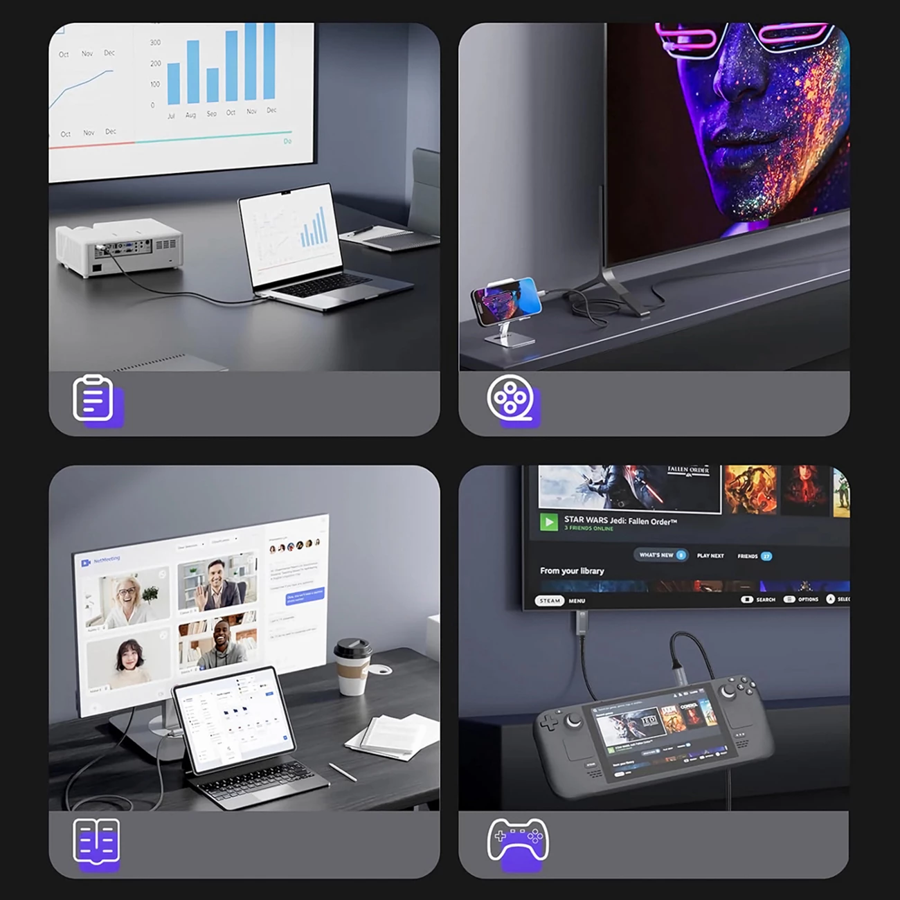 Kabllo USB-C në HDMI, Wozinsky WCCH-01, 4K 60Hz 1.8 m, e zezë