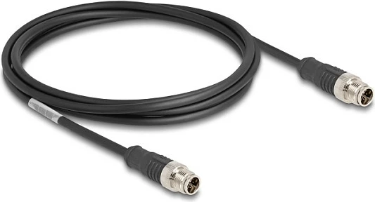 Kabllo DeLOCK M12 X-coded 8-pin, mashkull-mashkull, Cat5e, 2 m, e zezë
