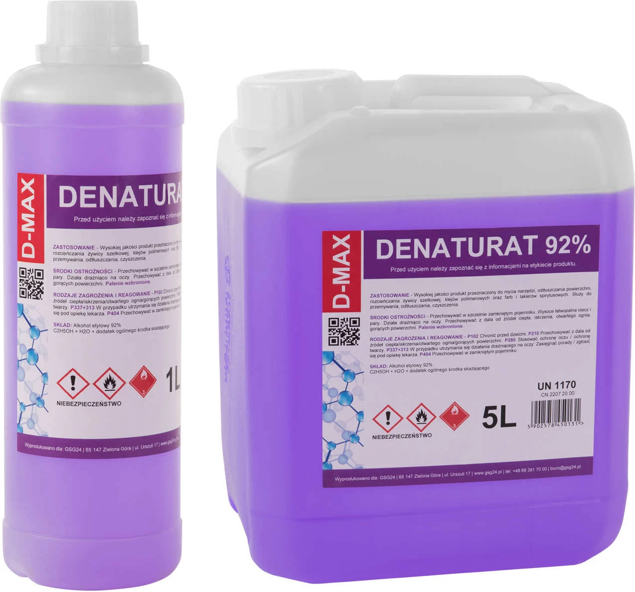Alkool i denatyruar GSG24 D-MAX 1L, 92%