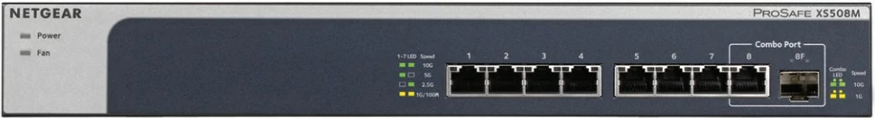 Switch NETGEAR XS508M, 8 porte, 10G Ethernet, rackmount, gri/argjend