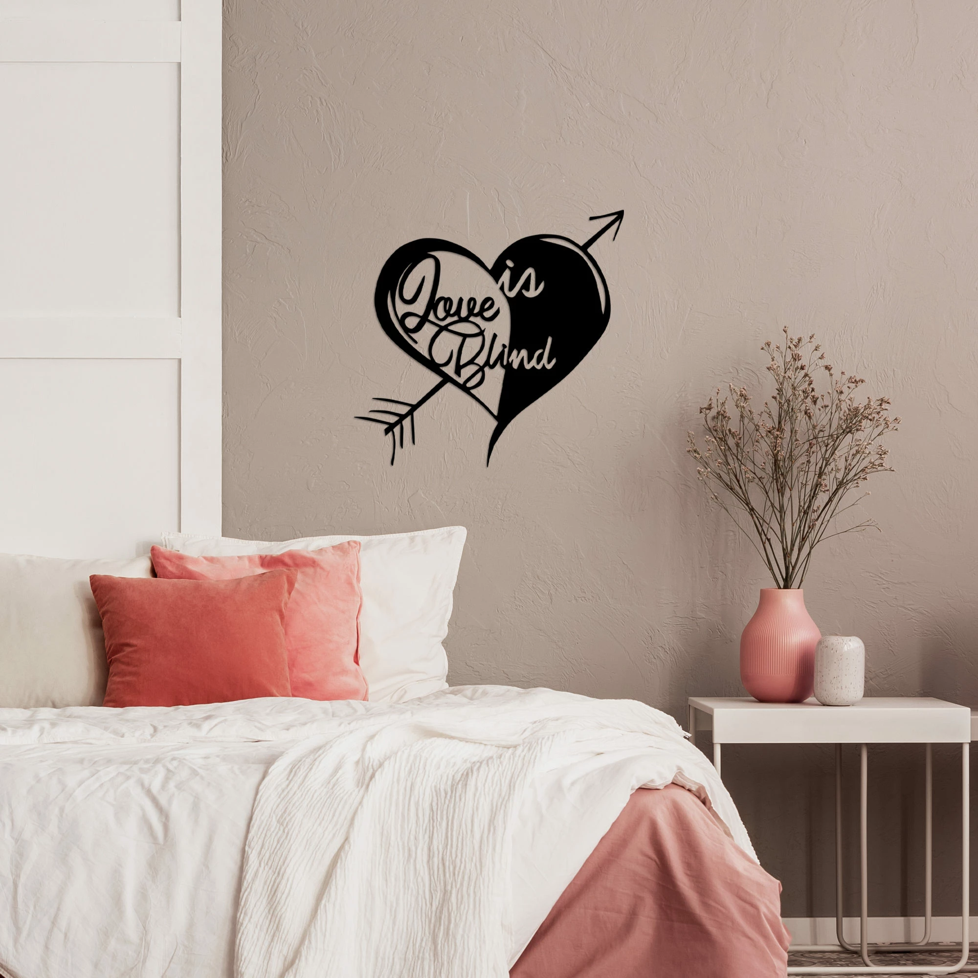 Aksesor dekorativ metalik për mur, Wallity, Love is Blind, 59x61cm