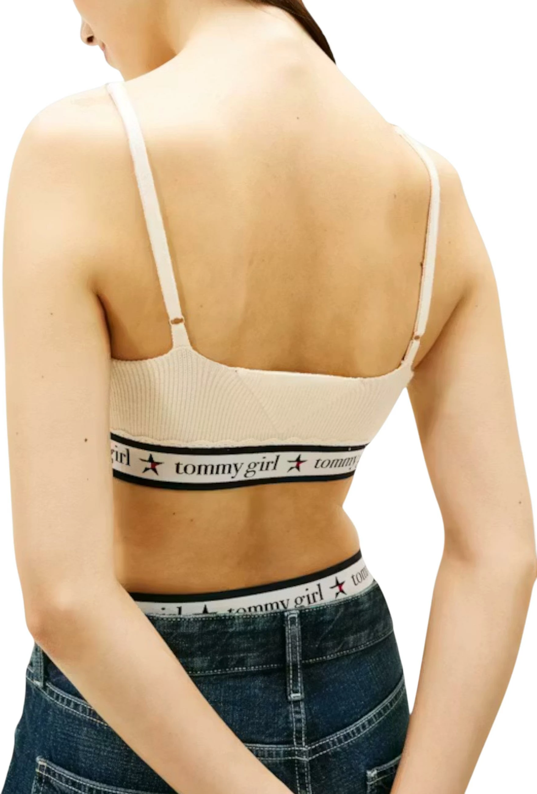 Crop top për femra Tommy Hilfiger Jeans DW0DW22501, krem [Madhësia: M]