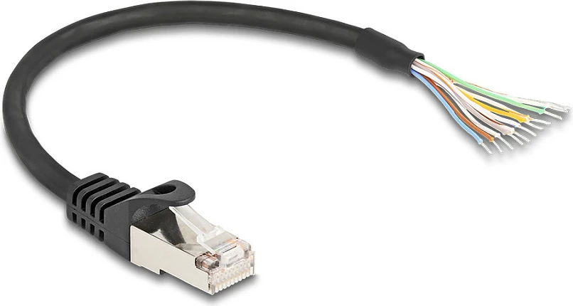 Kabllo DeLOCK RJ50 mashkull në skaje teli të hapura, 0.25 m, S/FTP, e zezë