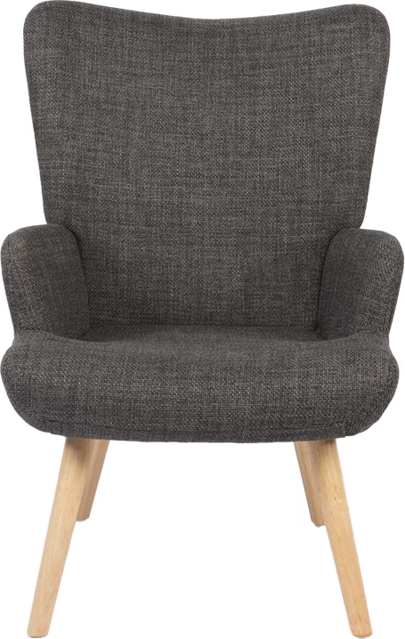Fotelje Gerlina, material tekstili ngjyrë gri e errët, këmbë druri natyral, 71x64x94cm