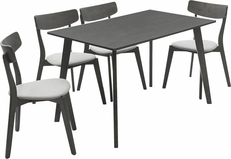 Tavolinë me karrige Benson - Toto 5 copë 120x75x75cm në ngjyrë gri rustike - pëlhurë gri