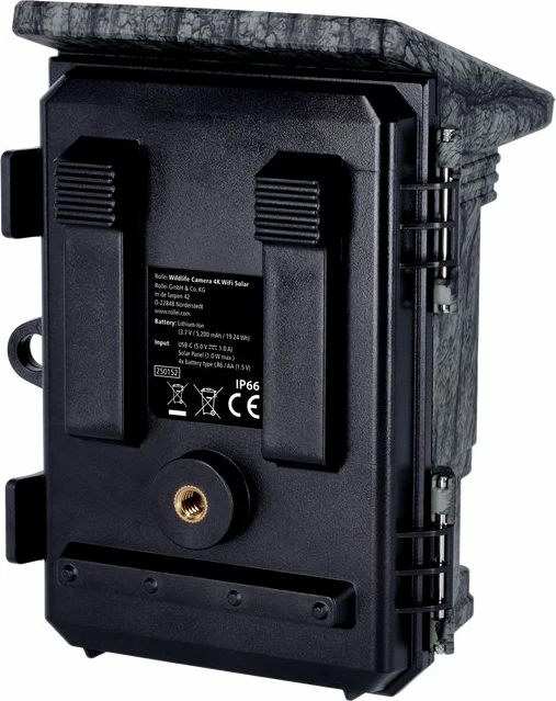 Kamerë survejimi Rollei 40536 4K/48MP, night vision, Wi‑Fi, IP66, me panel solar, kamuflazh