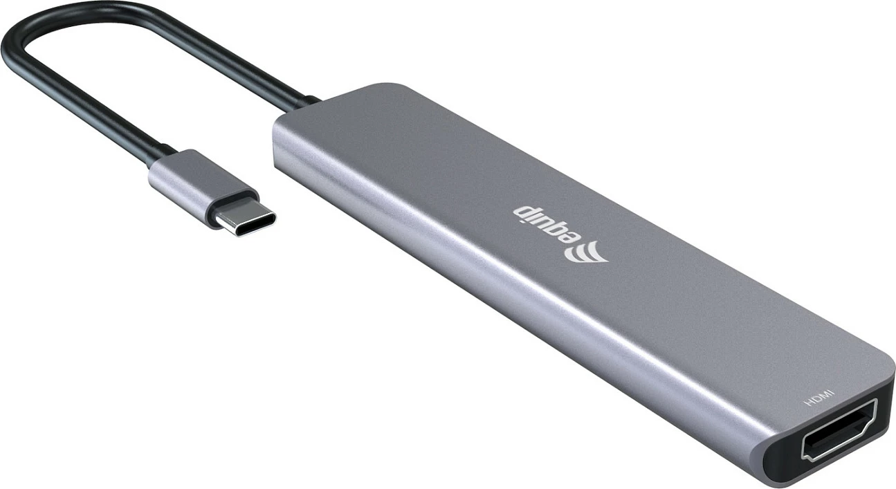 Adapter USB-C EQUIP 133500, 6-në-1, HDMI 4K, USB-A 5Gbps, USB-C x4, PD 100W, gri