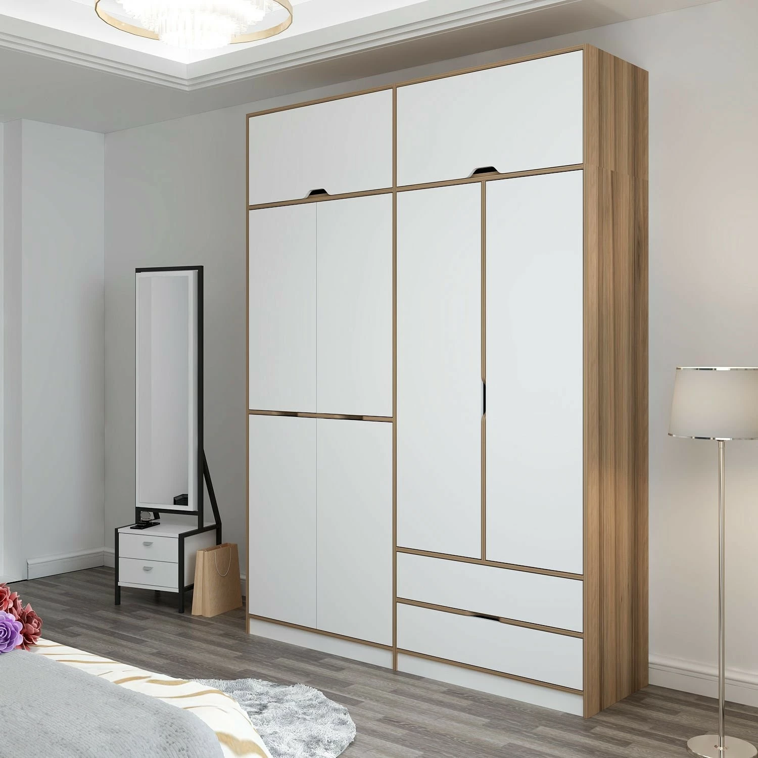 Dollap Hanah Home Elina, bardhë-dore, 185x253x52cm