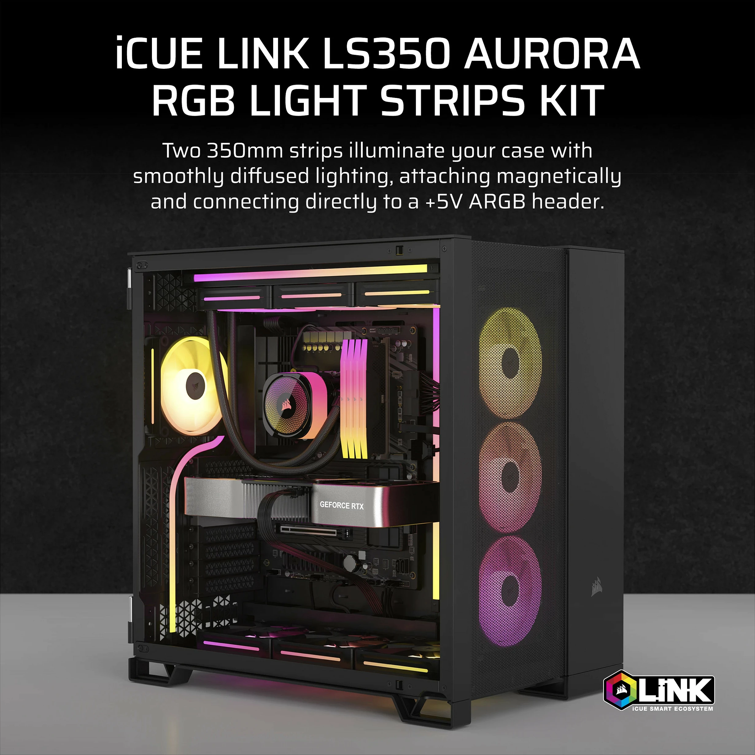 Kit ndriçimi RGB Corsair iCUE Link LS350 Aurora, 2x350mm, Multicolour, i zi