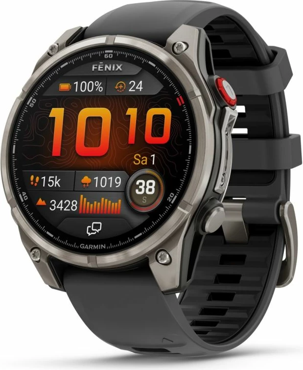 Orë sportive Garmin Fenix 8 PRO AMOLED 47mm Sapphire Titanium, e zezë