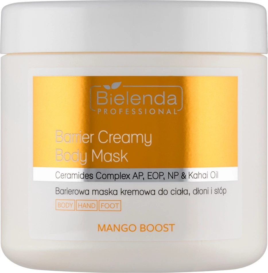 Maskë për trup, duar dhe këmbë Bielenda Professional Mango Boost Barrier Creamy për femra, 600g