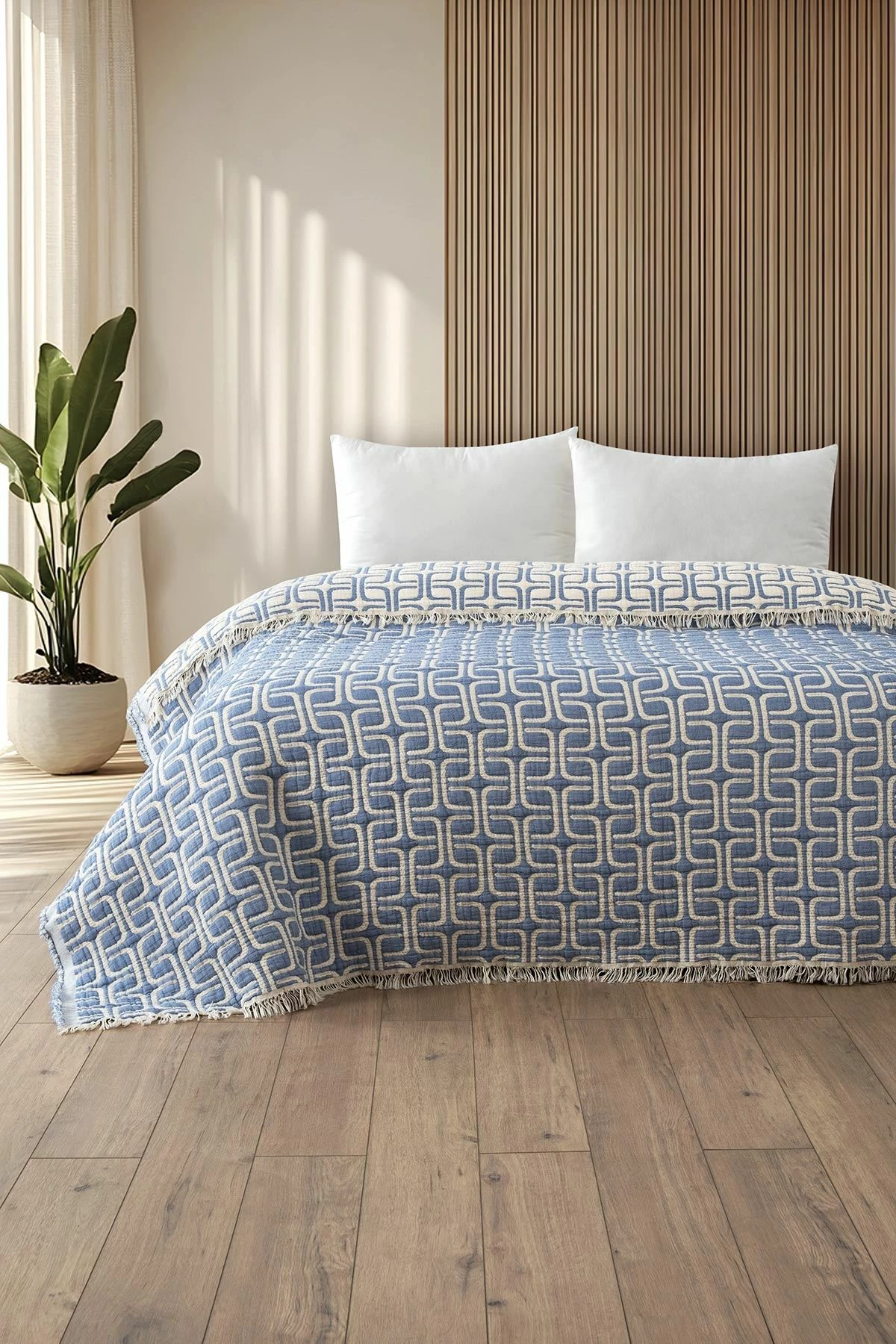 Jorgan King, pambuk 100%, ngjyrë kaltër, L'Essentiel Linge de Maison, 220x240cm