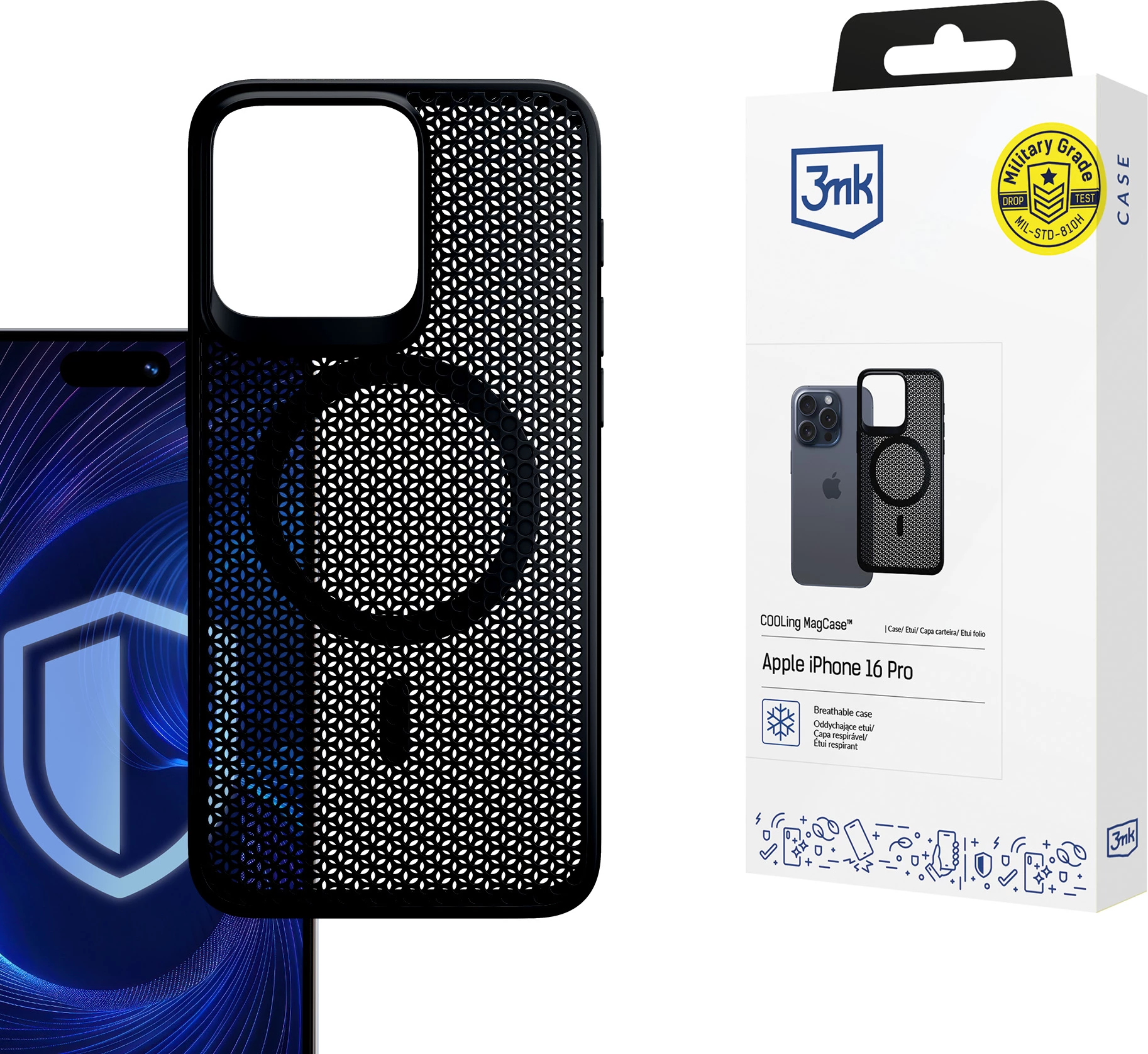 Mbështjellës 3mk COOLing MagCase për iPhone 16 Pro, i zi