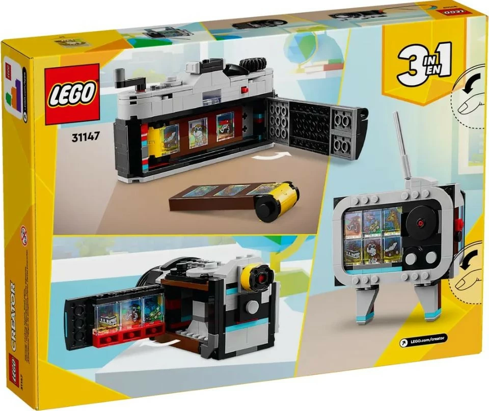 Set LEGO Creator 31147, kamerë retro 3-në-1, 261 pjesë, shumëngjyrëshe