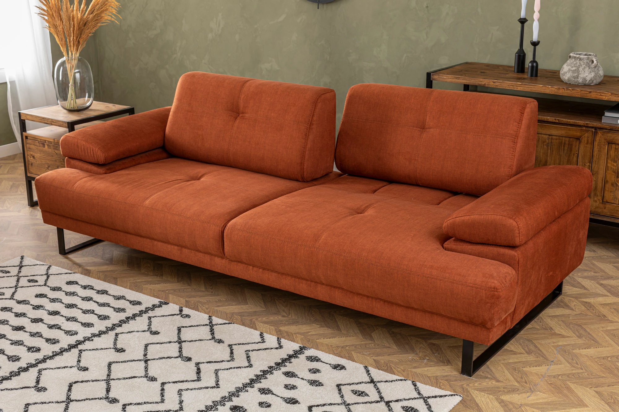 Divan-krevat 3 vendësh, ngjyrë portokalli, Atelier del Sofa, Mustang