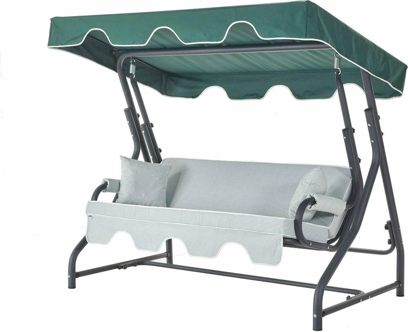 Karrige lëkundëse treshe për kopsht, Ruta, e gjelbër, e bardhë