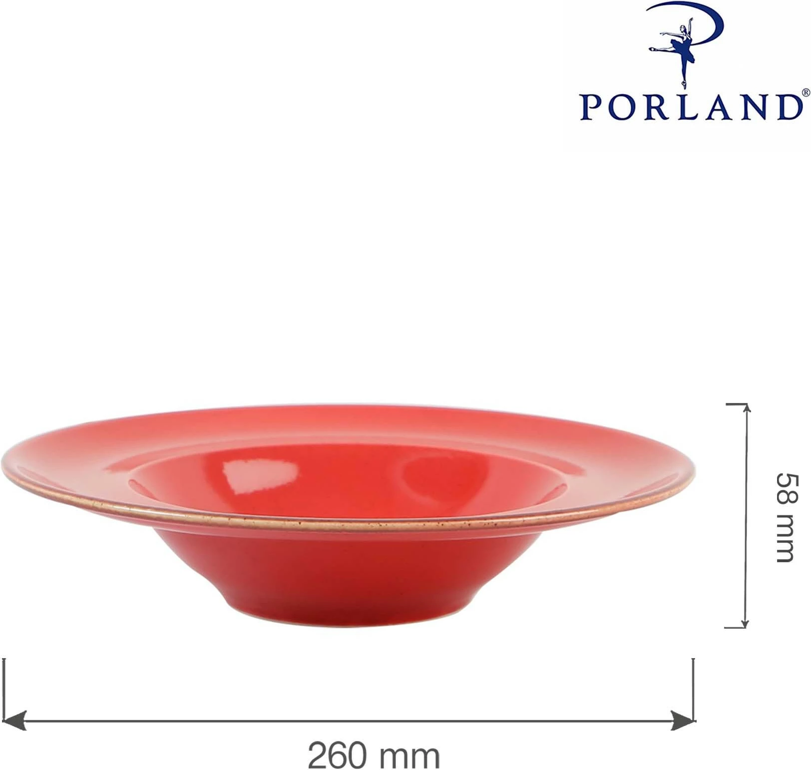 Pjatë pasta Porland Seasons Magma Ø260 mm, 500 ml, set 6 copë, e kuqe