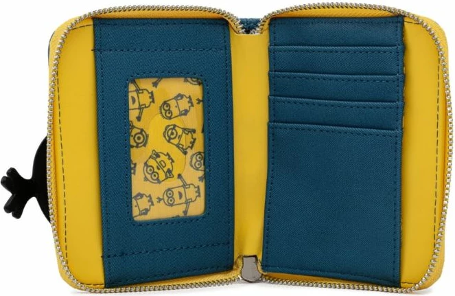 Portofol Loungefly Minion Triple Minion Bello, zip-around, lëkurë artificiale, blu/verdhe