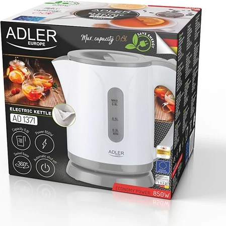 Çajnik elektrik, Adler, AD 1371g, 0.8L, 850 W, e bardhë-gri