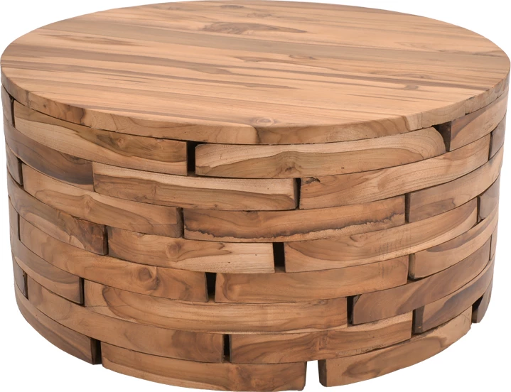 Tavolinë për dhomë ndeje, dru tik natyral, Φ90x45cm