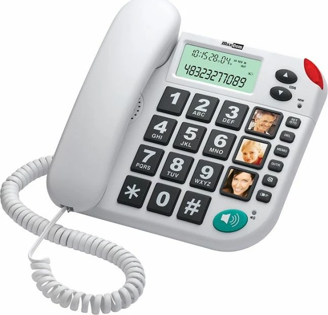 Telefon fiks me kabllo Maxcom KXT 480, caller ID CLIP, ekran me ndriçim, handsfree, i bardhë